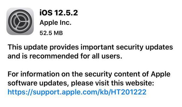 蓬莱镇苹果手机维修分享iOS12.5.2发布，建议所有老苹果用户安装 